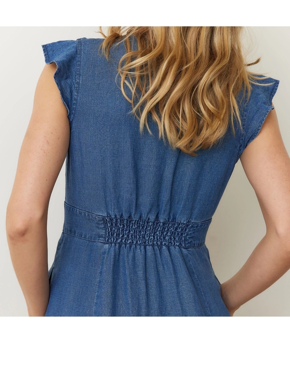 Marine Layer Chambray Blue Midi Dress Medium - Picture 3 of 5